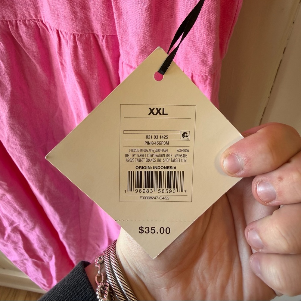 Ava & Viv Beautiful Vibrant Pink Midi Dress w/ Ruffled Neckline, Size XXL, NWT - Picture 4 of 11